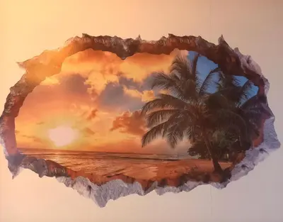 a heart shaped picture of a beach with a palm tree at Villa Pura Vida in Oud-Ade