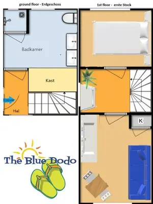 three pictures of a floor plan of a house at The Blue Dodo in Zandvoort