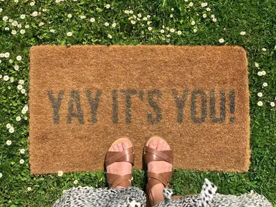 a persons feet standing next to a sign with the word yorkshire at Camping de Vliert in Bunnik