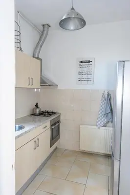 a kitchen with a refrigerator and a sink at Fleurdelis in Lisse