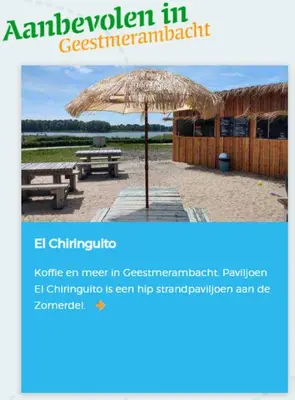 an advertisement for a park with a picnic table and an umbrella at De Loft in Zuid-Scharwoude
