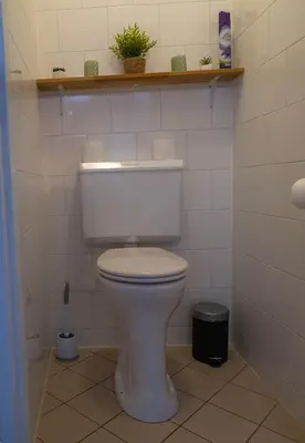a bathroom with a white toilet in a room at La Playa in Egmond aan Zee