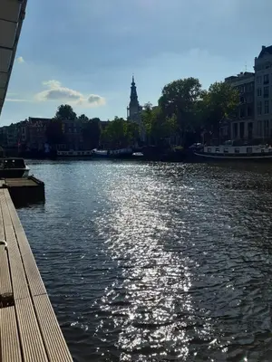 a view of a river from a bridge at Mar&Mar Houseboat Studio in Amsterdam