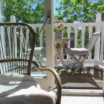 Sea shell with balcony close to the beach