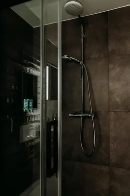 a shower with a shower head in a bathroom at Boutique B&B Oud Aa in Breukelen