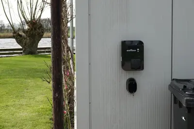 a close up of a door with a sensor on it at Vakantie huis aan het water in Rijpwetering