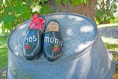 a pair of shoes sitting on top of a trash can at Christinahoeve Hooiberg #5 in Boskoop