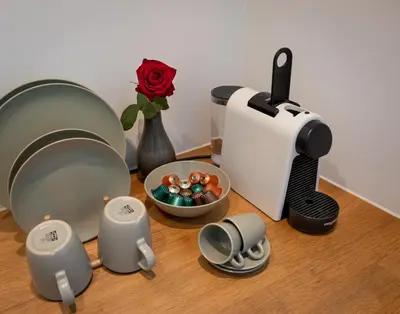 a counter top with a kitchen appliance and a mixer at Boutique Studio Magielsen in Amsterdam