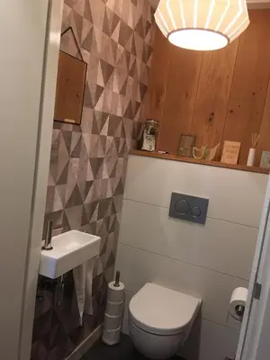 a bathroom with a toilet and a sink at B&B De Kamer in Wervershoof