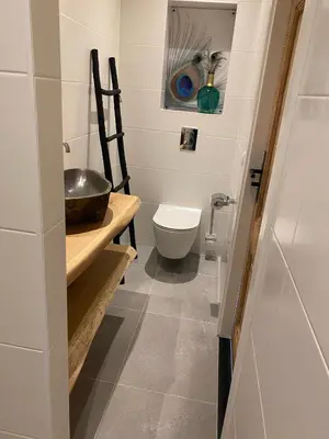 a bathroom with a sink and a toilet at Paauwze in Rijnsburg