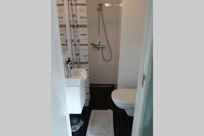 a bathroom with a toilet and a sink at Zomerhuis Strand 28 in Egmond aan Zee