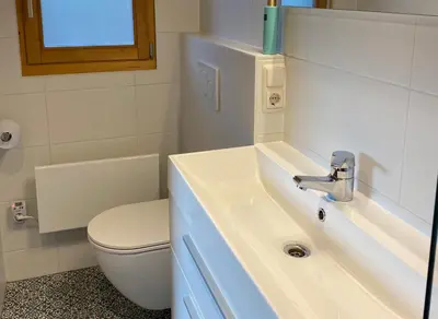 a bathroom with a sink and a toilet at Klein Langeveld in Noordwijkerhout