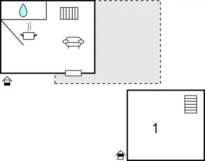 a schematic diagram of a house with a diagram of the interior at Duinviooltje 2 in Bergen aan Zee