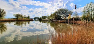 a river with a reflection of clouds in the water at Inntermezzo in Almere
