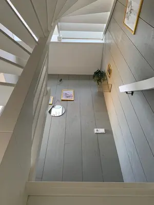 an overhead view of a hallway of a house at Penthouse Witsand Zeezicht in Egmond aan Zee