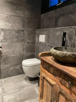 a bathroom with a toilet and a sink at Logement Bilderdam in Leimuiden