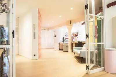 a living room with a view of a living room at Flo's Atelier - Family studio NOTE studio is adjacent to Flo's apartment in Amsterdam