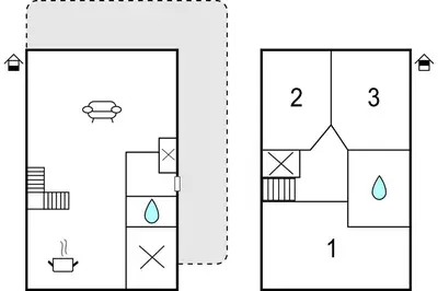 a drawing of a bathroom and a drawing of a house at Tulp En Zee 6 Persoons in Noordwijk aan Zee