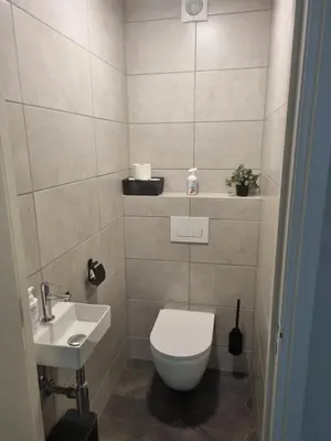 a bathroom with a toilet and a sink at Hemmer Hofstede in Hem