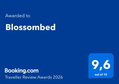 a blue screen with the text upgraded to blosomed at Blossombed in Voorhout