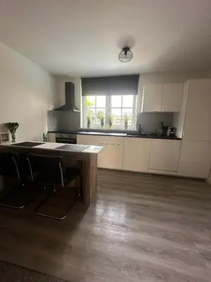 a kitchen with a table and chairs in a room at Studio Garden View in Zandvoort