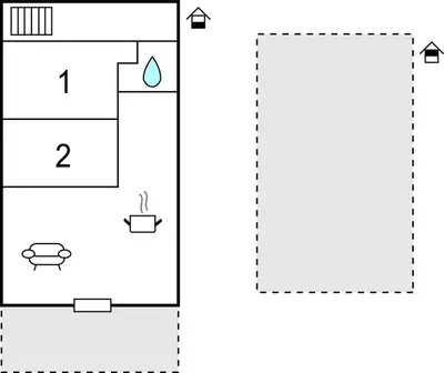 an image of a diagram of a kitchen with two counters at Amazing Ship In Aalsmeer in Aalsmeer