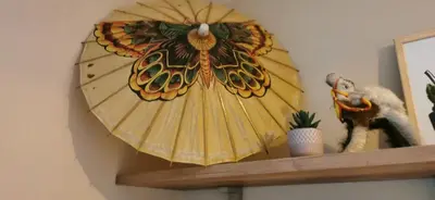 a decoration of a butterfly on a shelf at Appartement YCW 'Papillon' in Rijnsaterwoude