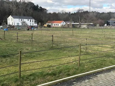 a fence in a field with horses in it at Zee & Zand in Noordwijk