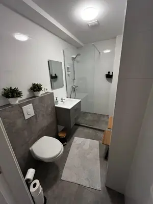 a bathroom with a white toilet and a sink at ‘T Singeltje in Leiden