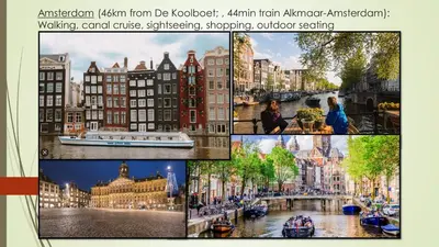 a collage of pictures of cities and buildings at Vakantiewoning De Koolboet in Koedijk