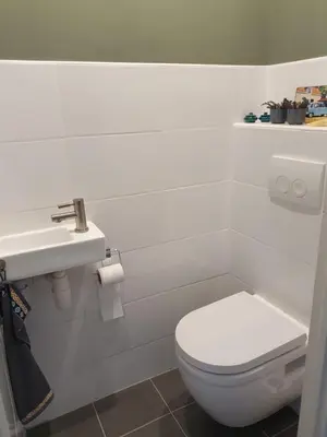 a white bathroom with a toilet and a sink at Rekerlanden 117 in Schoorldam