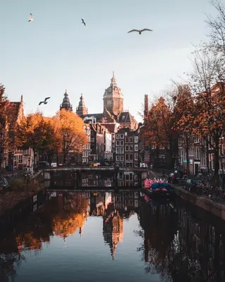 a view of a river with buildings and a city at Private and chique Salon de Franz in Amsterdam