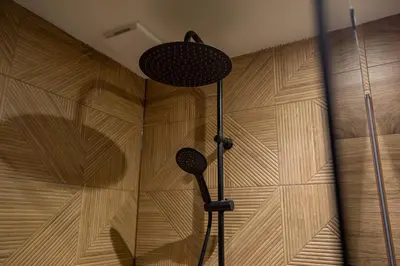 a room with two microphones on a wall at Luxe Studio Liemers in Lelystad