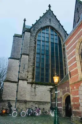 a group of bikes parked in front of a church at Apartment City Center Gouda in Gouda