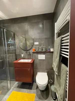 a bathroom with a toilet and a shower and a sink at Bed & Breakfast Danina in Sassenheim