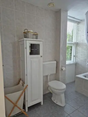 a bathroom with a toilet and a sink and a tub at Gastehuisie Goedemoed in Zeewolde