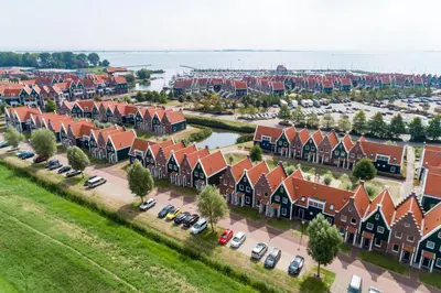 an aerial view of a residential suburb with houses at Marinapark Volendam in Volendam